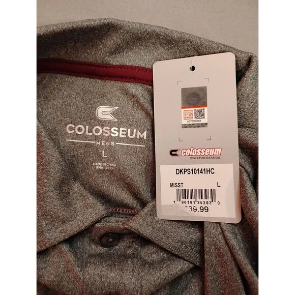 Men's Colosseum Mississippi State Bulldogs Short Sleeve Polo Shirt Gray - Picture 7 of 9